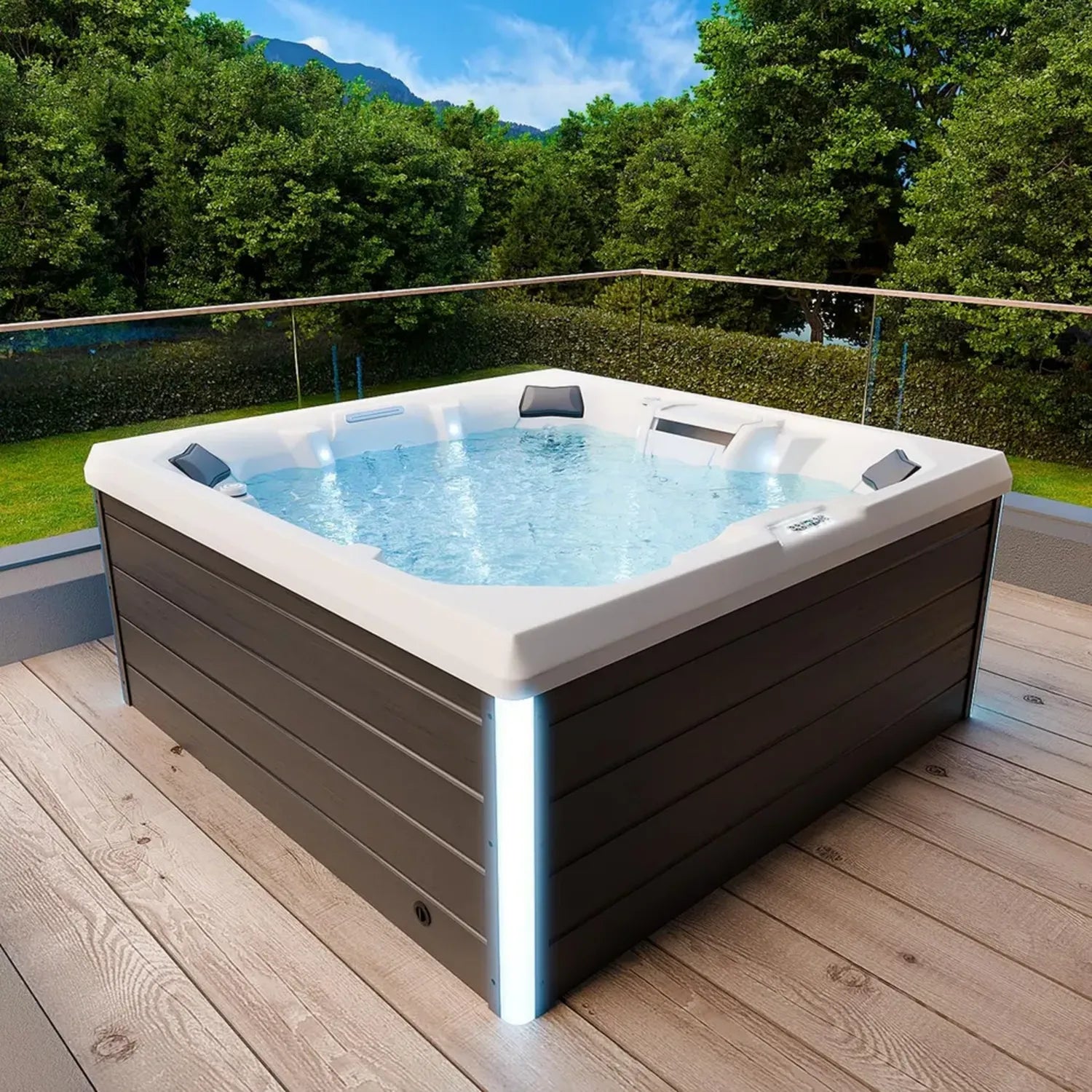 Tronitechnik® Spa Whirlpool TORCELLO – Außenwhirlpool 210x210cm, Heizung, Hydromassage, LED-Farbtherapie